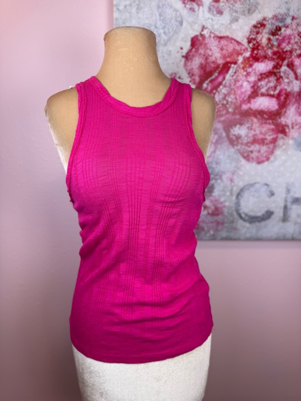 Pilcro Fuchsia Ribbed Tank Top